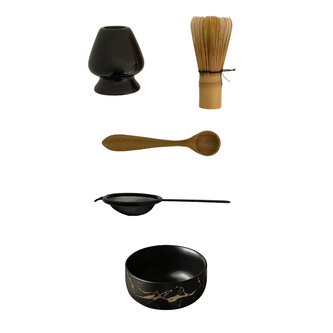 The Matcha Moment Set with Black Marble Bowl