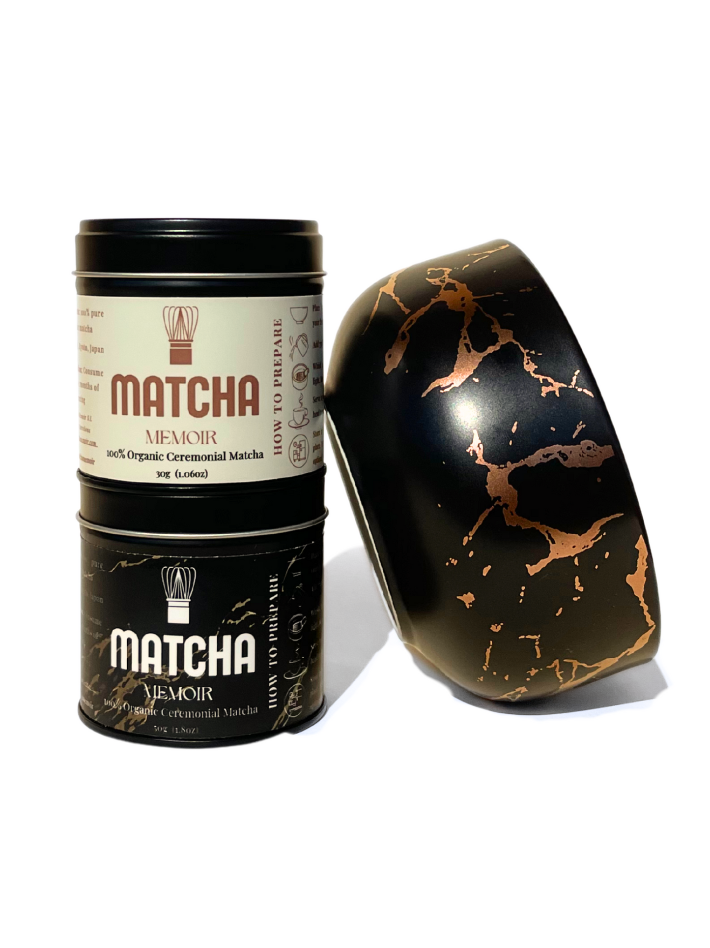 Black and Gold Marble Matcha Bowl