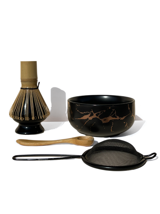 The Matcha Moment Set with Black Marble Bowl