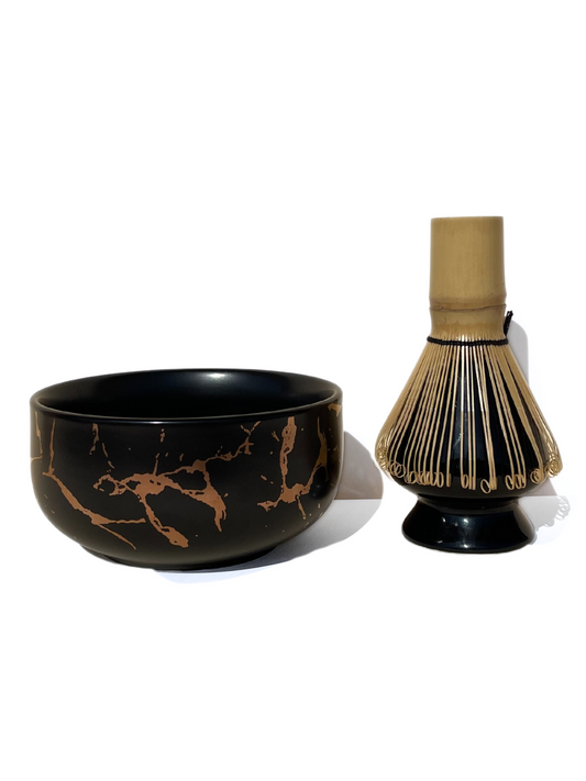 Black Bowl, Whisk and Whisk Holder Set